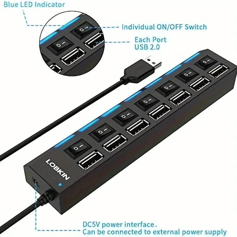 High Speed 4/7 Ports USB HUB 2 - Laptop Accessories Hub 评论和价格