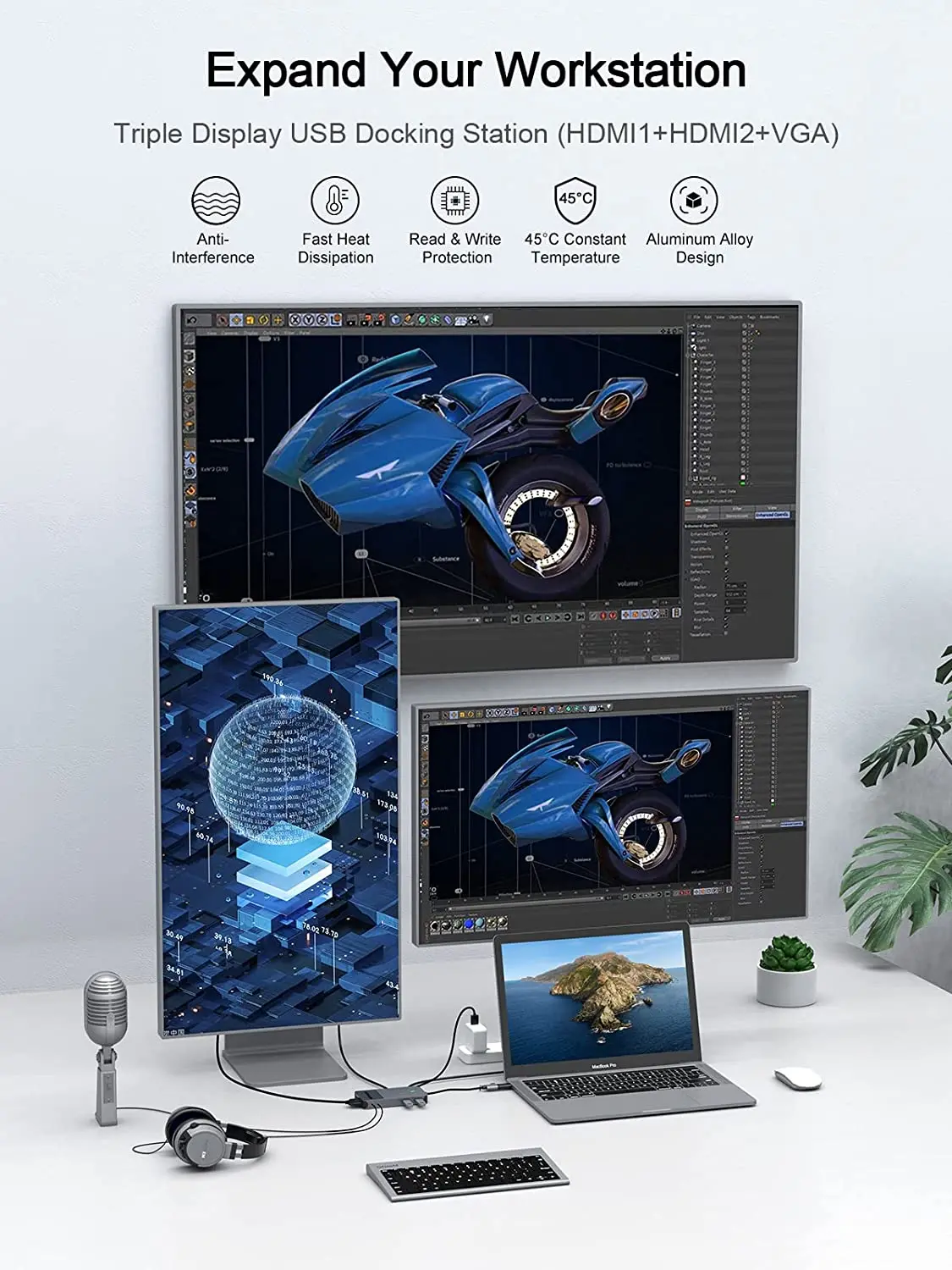 QGeeM USB 3.0 Docking Station, - Laptop Accessories Hub 评论和价格