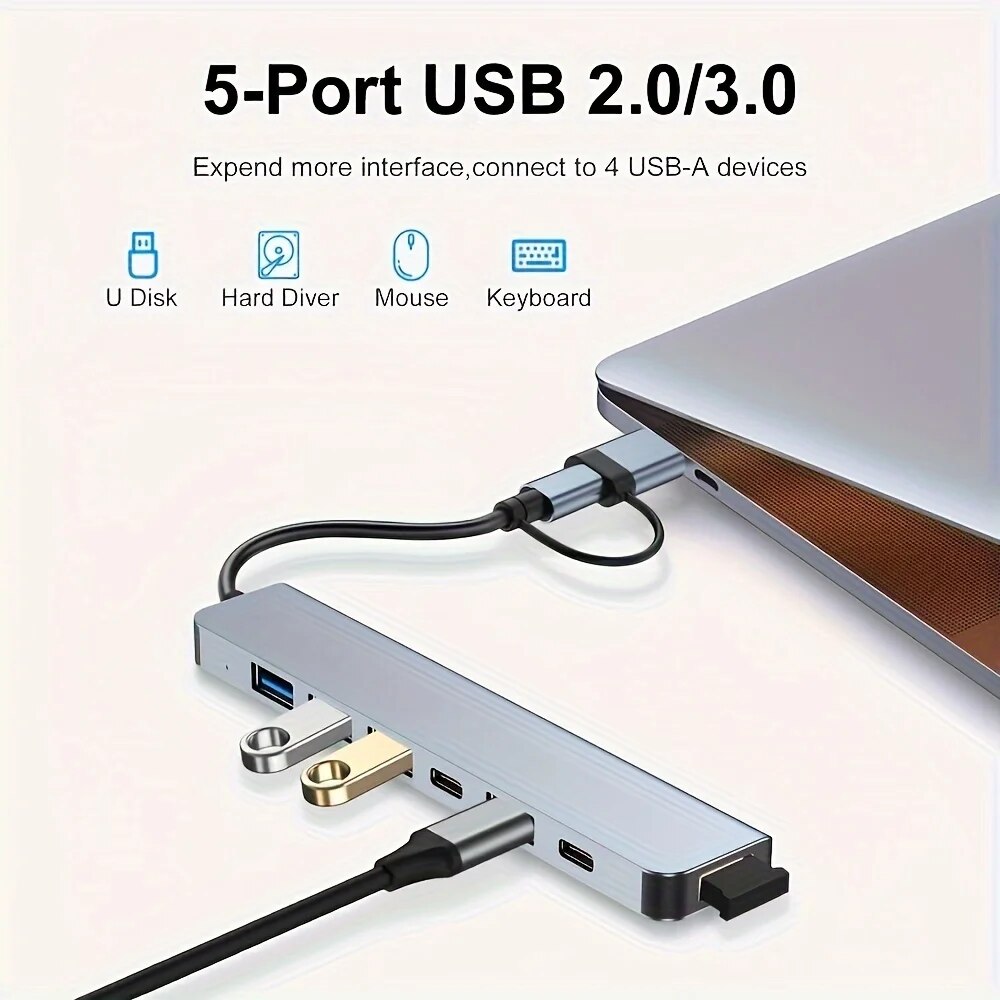2 In 1 USB3.0 Hub 7 Port Type  - Laptop Accessories Hub 评论和价格