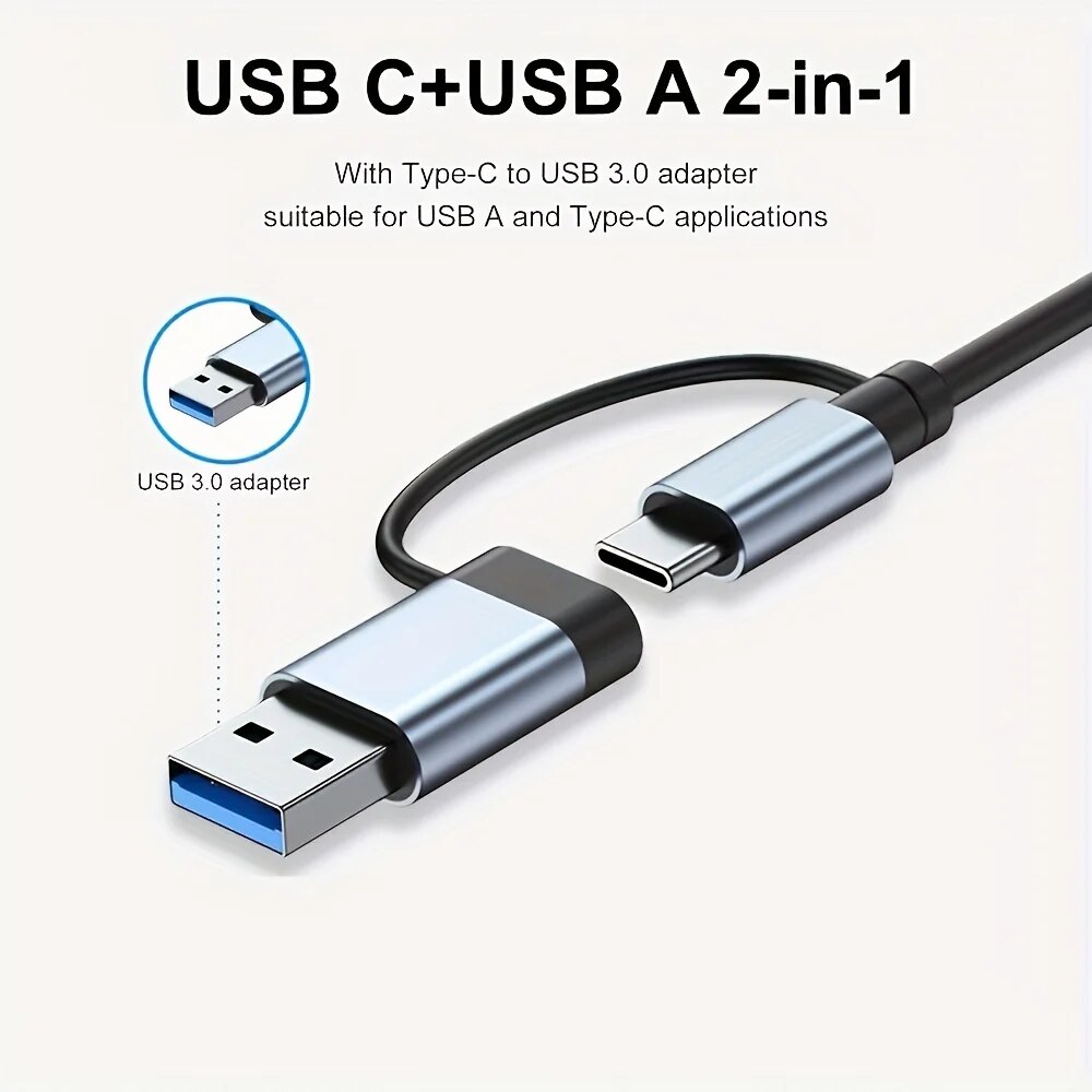 2 In 1 USB3.0 Hub 7 Port Type  - Laptop Accessories Hub 评论和价格