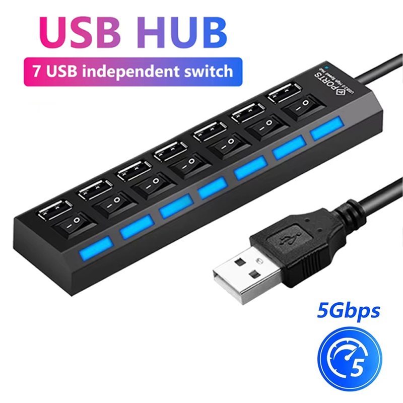 7 Port USB 2.0 Hub Splitter Fo - Laptop Accessories Hub 评论和价格